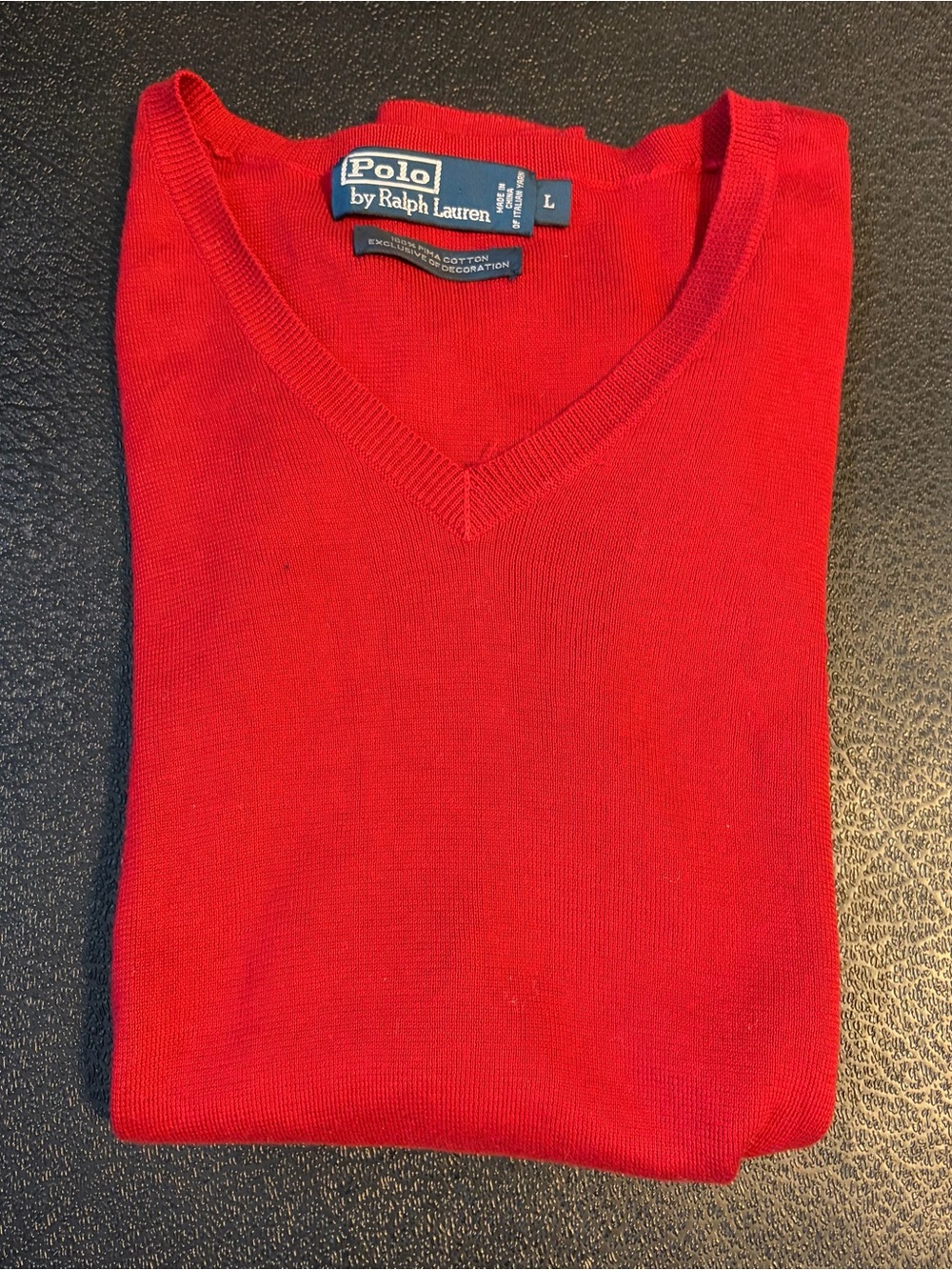 Ralph Lauren Men's Bright Red V-Neck Sweater